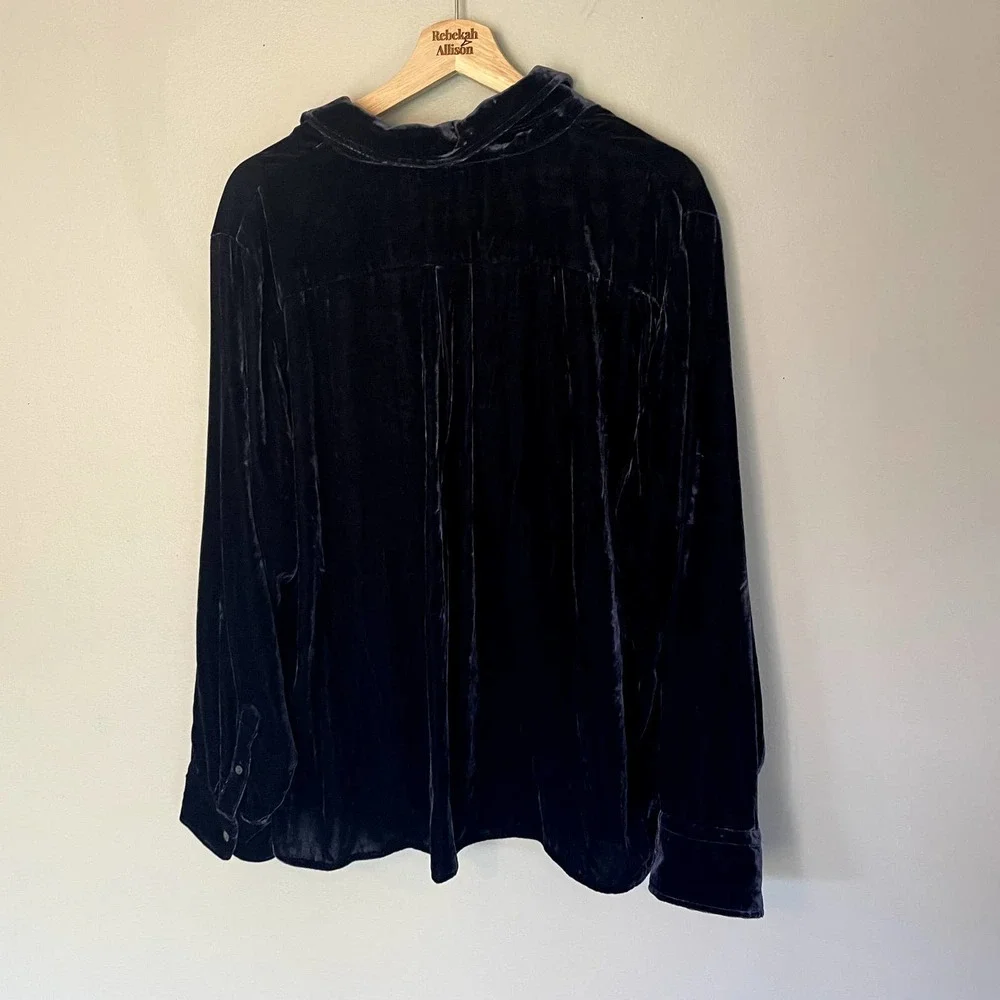 J.Crew Classic-fit Velvet Button-Down Shirt in Blue/Purple SZ 2X - Picture 8 of 12